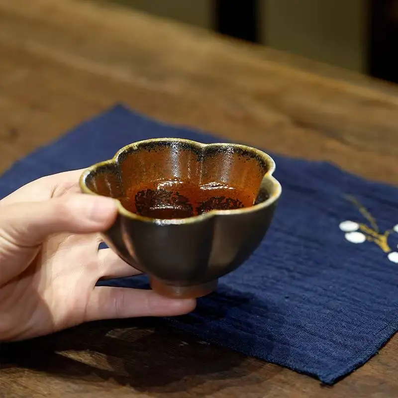 [Changtao]Yixing Original Mineral Purple Clay Cup, Handmade With Wood-Fired Texture, Master Cup For Tea Tasting, 150Cc
