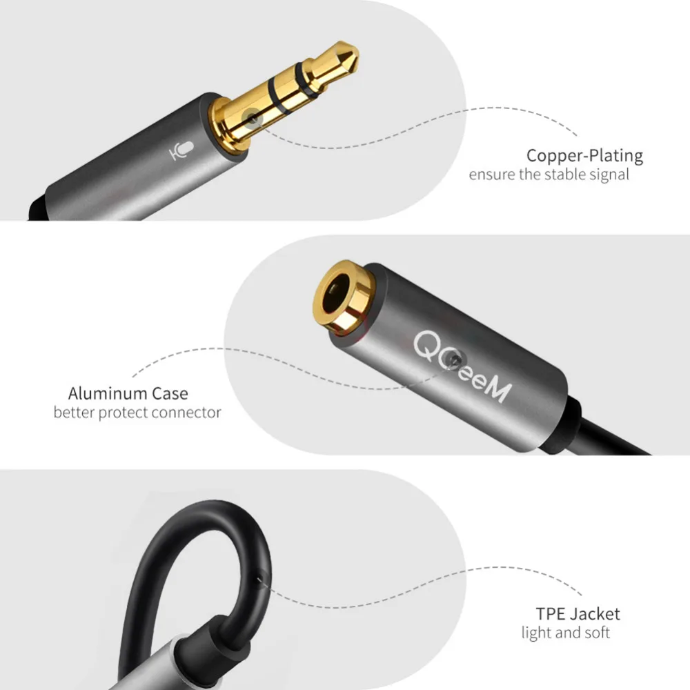 QGeeM Splitter Headphone for Computer 3.5mm Female to 2 Male 3.5mm Mic Audio Y Splitter Cable Headset to PC Adapter AUX Cable