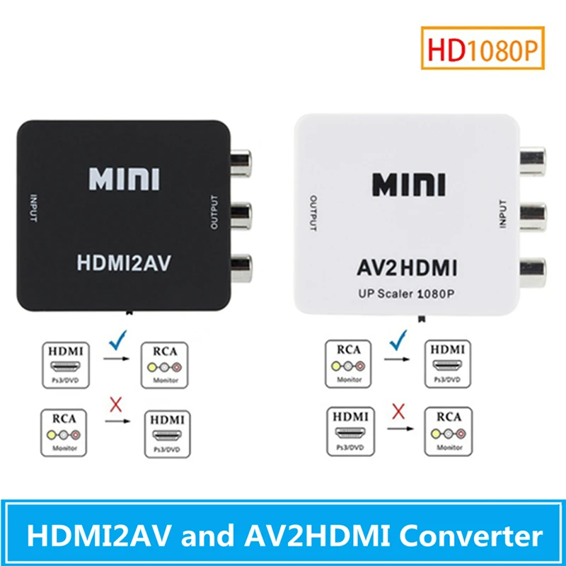 1080P HDMI-compatible To AV Scaler Adapter Video Composite Converter RCA to HDMI-compatible CVSB L/R Video Scaler Converter Box