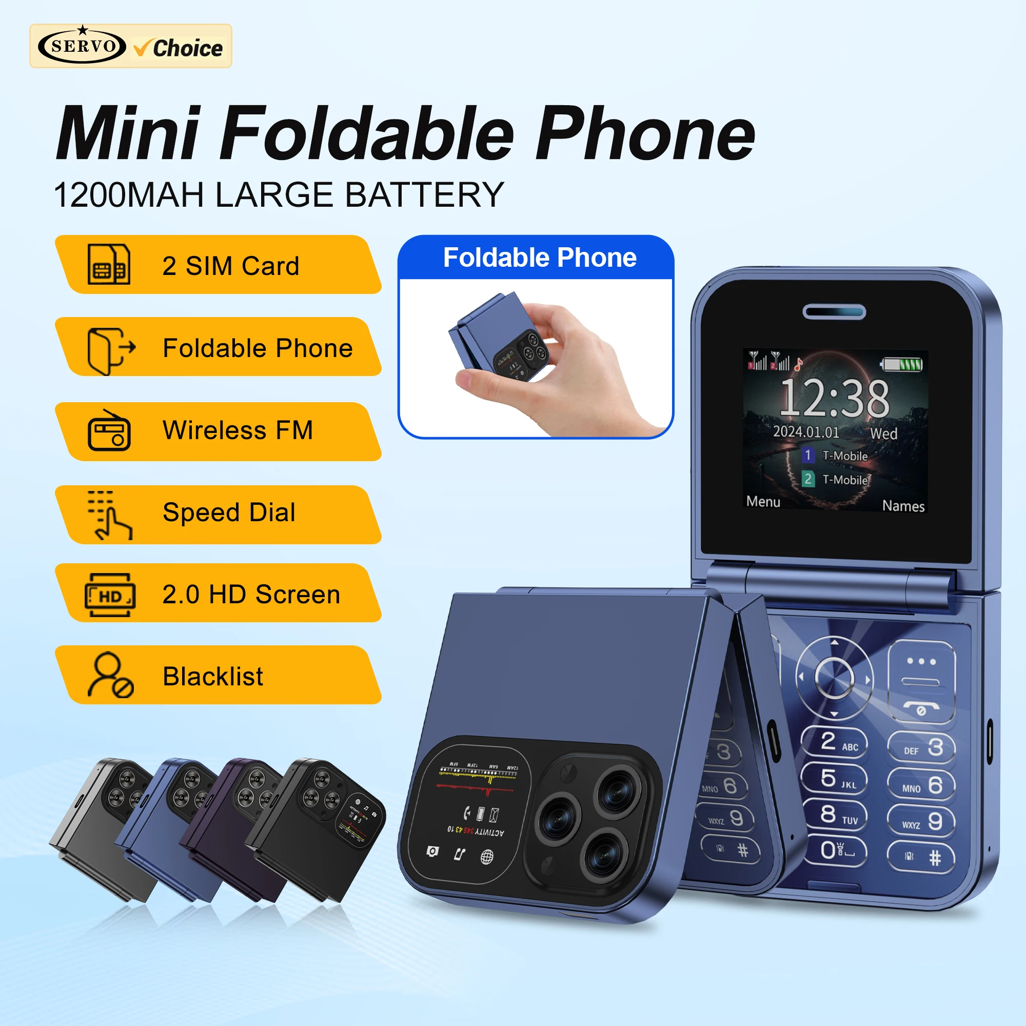 SERVO F15 MINI Flip Mobile Phone Dual SIM Standby Magic Voice Auto Call Recording Speed Dial Flashlight Mini Foldable Cellphones