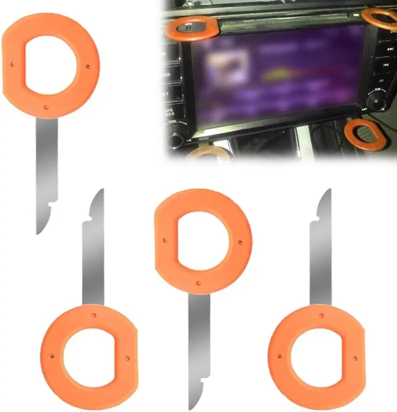 

Набор из 4 инструментов для снятия автомагнитол (радиоприемников) для AUD, VW – с удобным захватом и жесткими лезвиями – Инструменты для разборки OEM CD/DVD-устройств