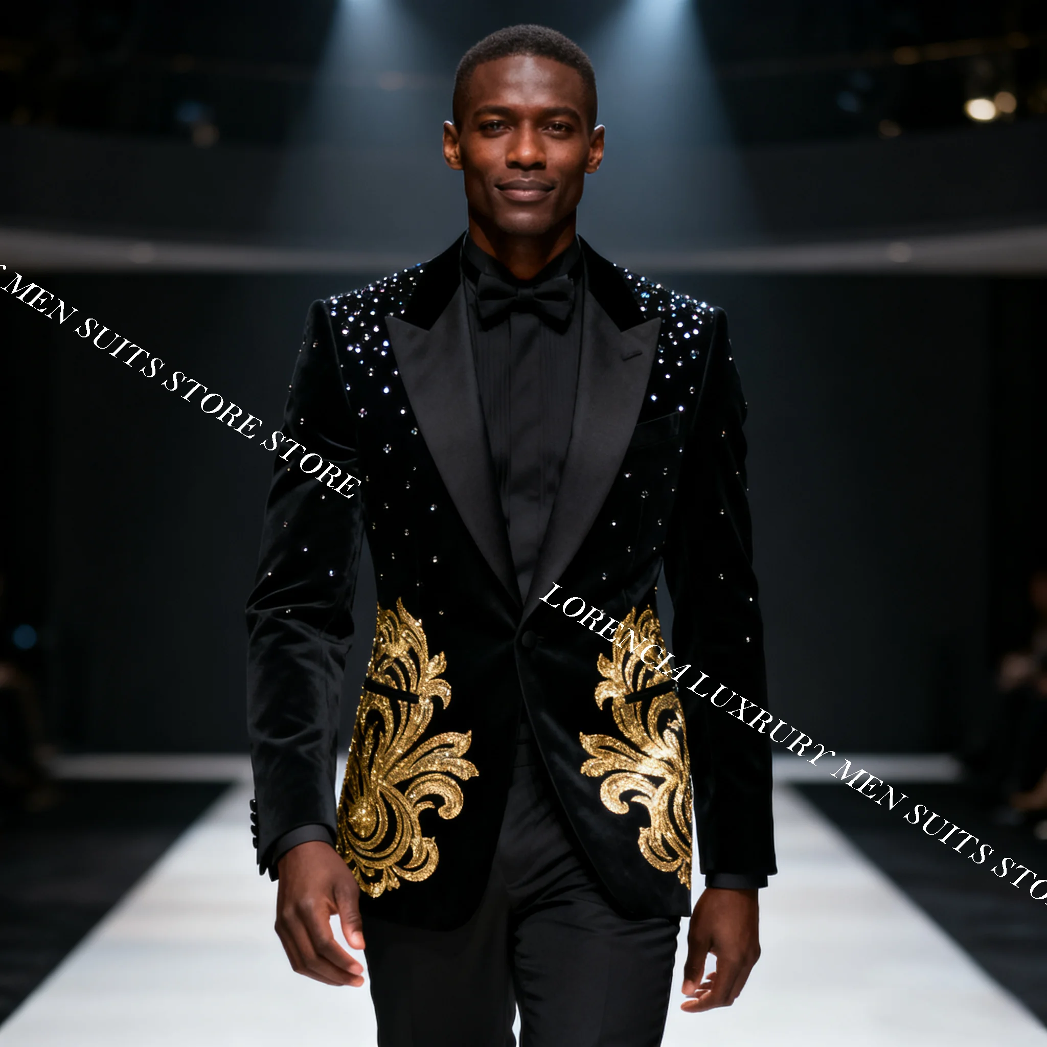 

Африканские приталенные мужские костюмы, формальные остроконечные лацканы, Ropa hombre, комплекты из 3 предметов, мужские пиджаки для жениха, свадебные смокинги со стразами и бисером