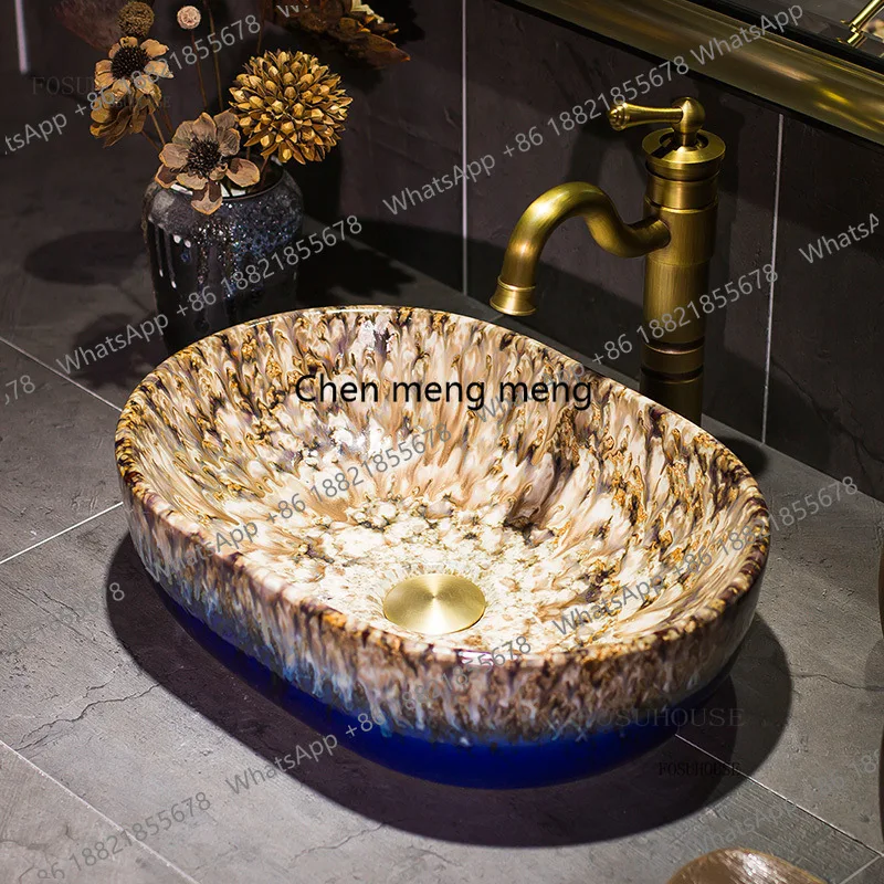 

Simple Bathroom Sinks Ceramic Retro Oval Wash Basin Toilet Washing Sink Home Creative Counter Basin Modern Bathroom Accessories