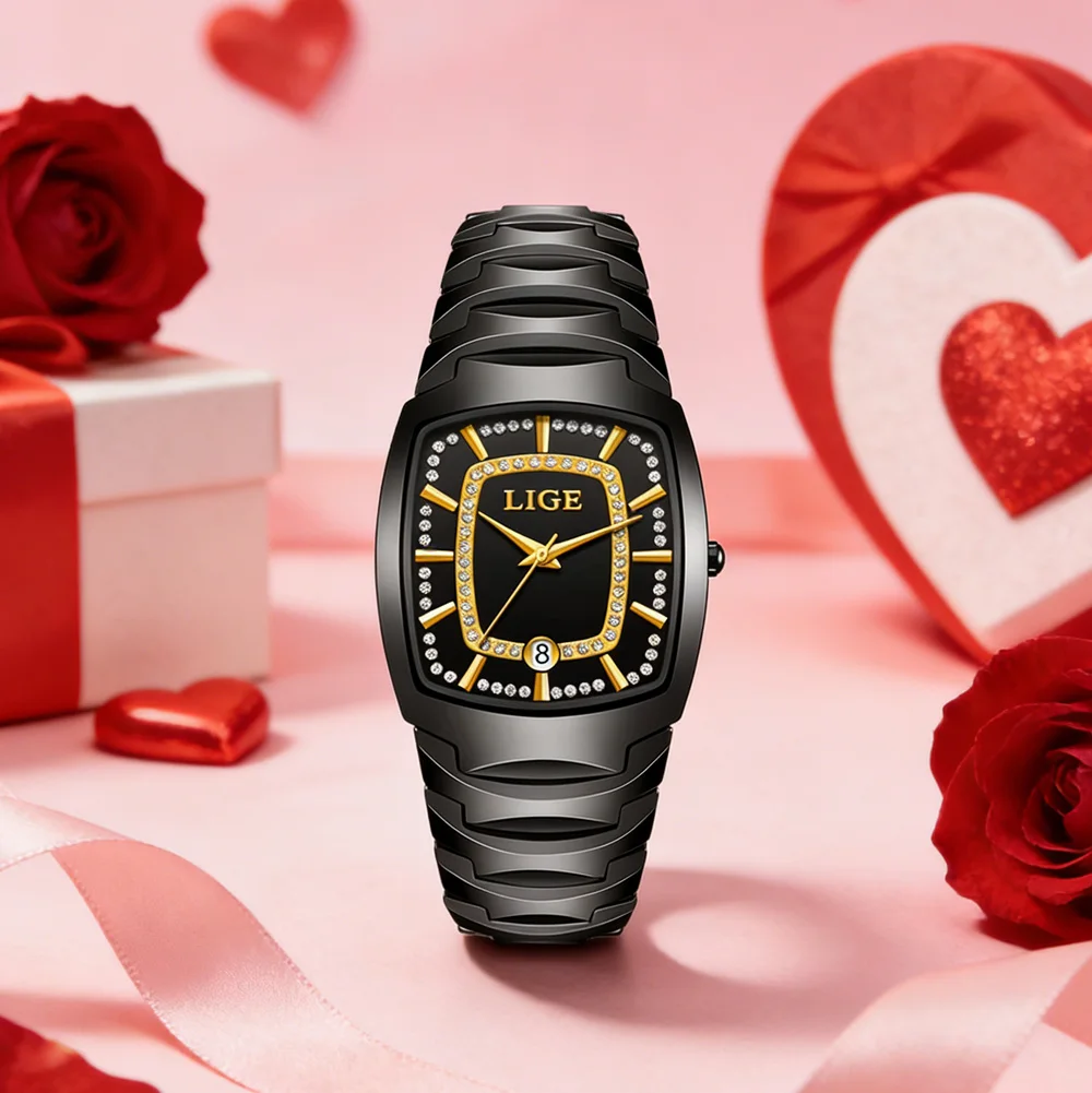 

Роскошные женские часы LIGE, керамические водонепроницаемые кварцевые часы для женщин, высококачественные женские часы, элегантные женские часы + коробка