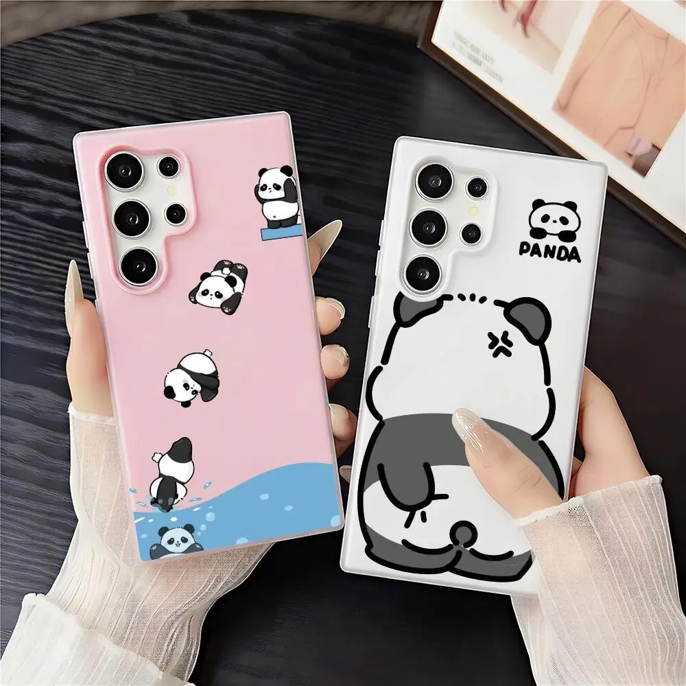 Cute pandaS Phone Case 2-in-1 Detachable Clear Case with Card & Photo Slot for Samsung S22-S26