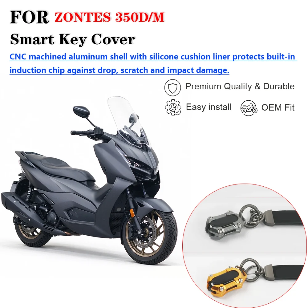 Motorcycle Modified Induction Smart Key Cover, Keyless Remote Control Decorative Protective Shell For ZONTES 350D 350M Maxi Scoo