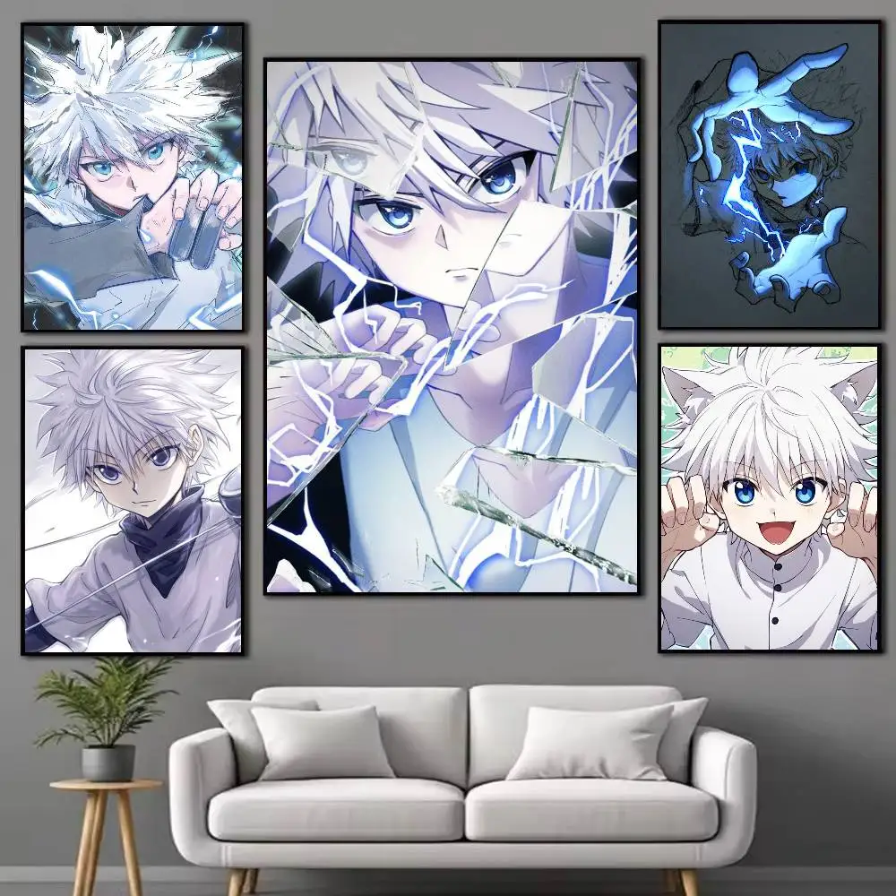 Killua Zoldyck Hunter x Hunter Poster Waterproof Wall Art Sticker For Bar Living Room Vintage Decor High Quality Print Gift