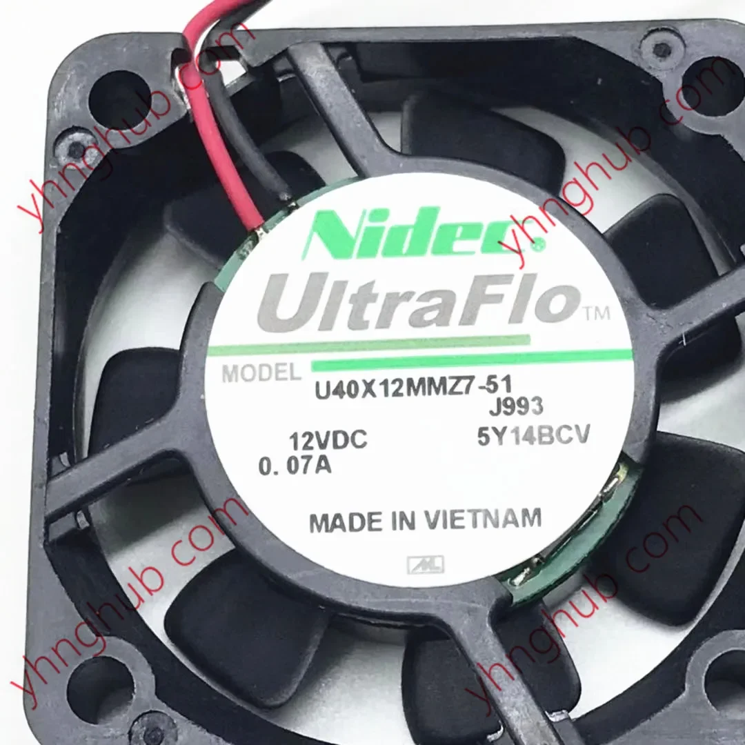 Nidec U40X12MMZ7-51 DC 12V 0,07A 40x40x10mm 2-draads serverkoelventilator