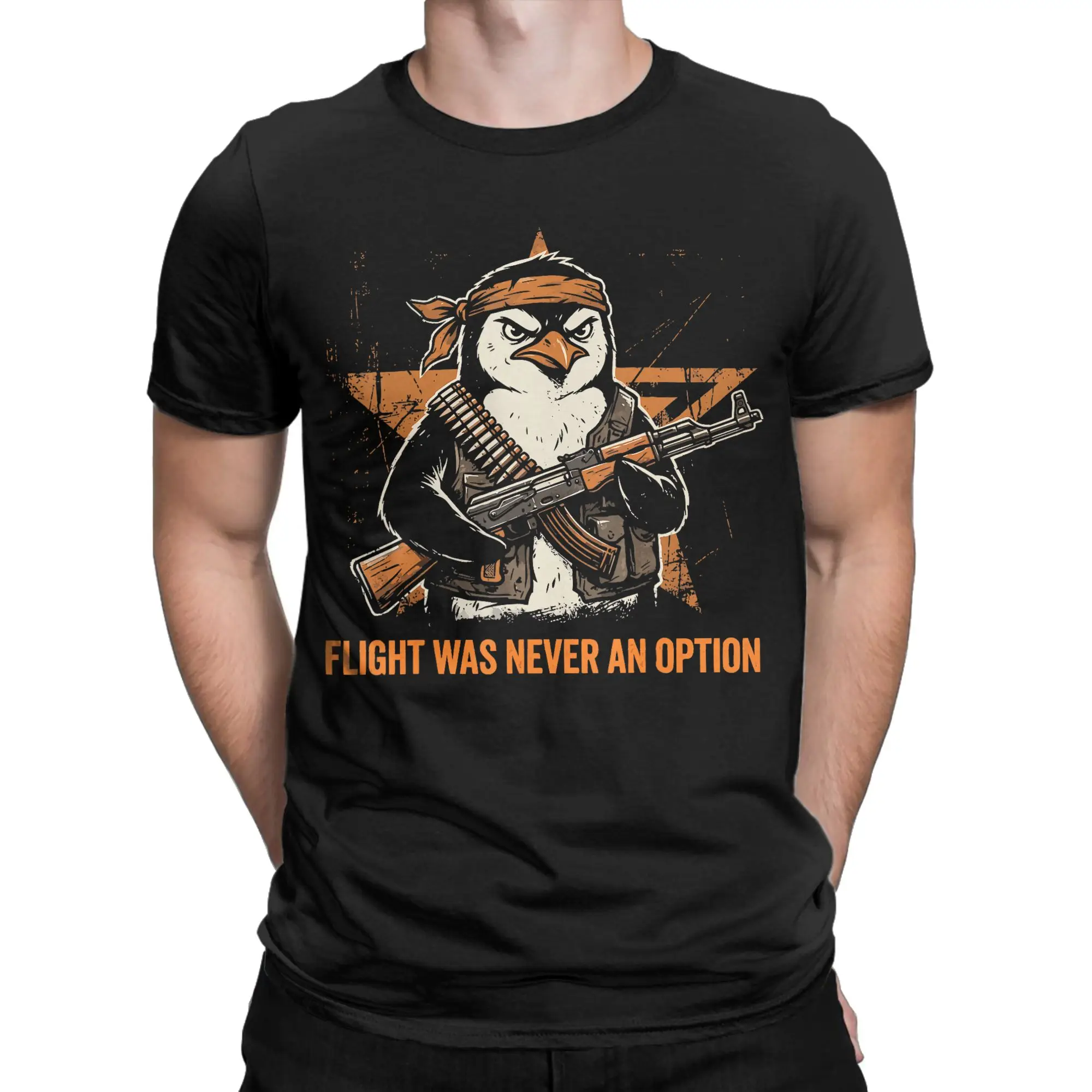 Flight was Never an Option Tactical Penguin Funny Bird Joke T-Shirt Beach  Vintage T Shirts Cotton Hip Hop Tshirt For Men Tops