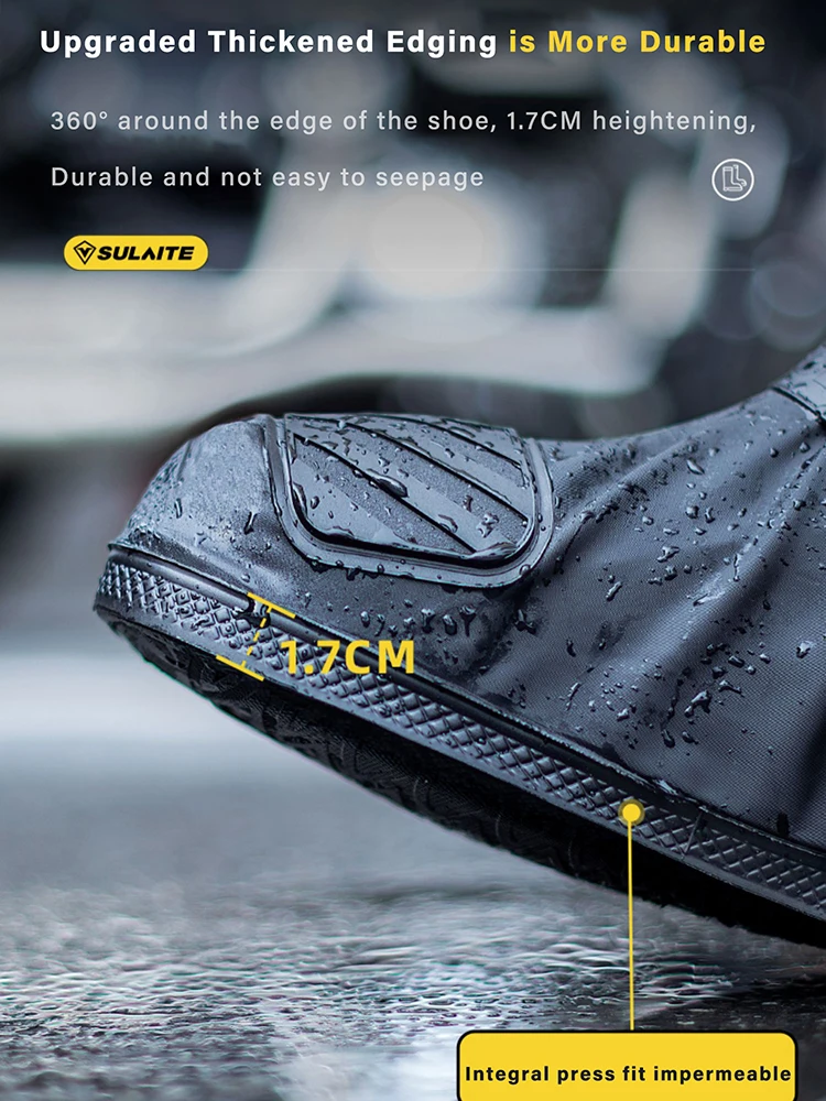 SULAITE Motorrad-Regenstiefel, wasserdichter Schuhüberzug, reflektierender Fahrradschuhschutz, wiederverwendbare Schutzausrüstung für Motorradfahrer