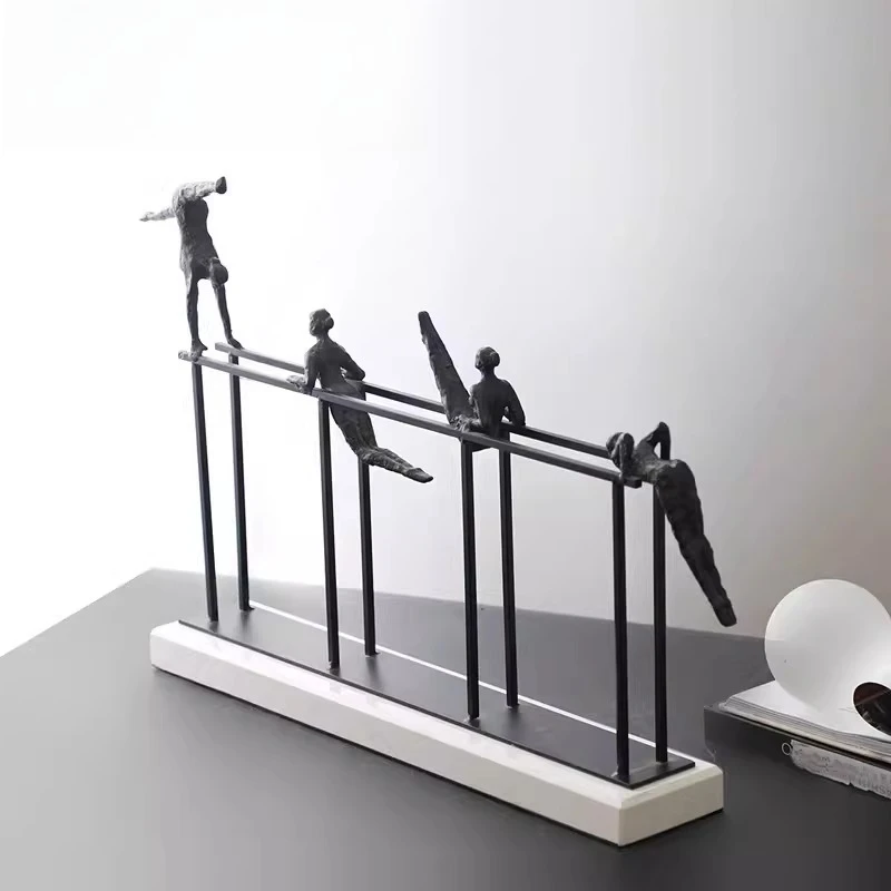 Room ornaments Modern light luxury cast iron character porch Creative new Chinese hotel angler