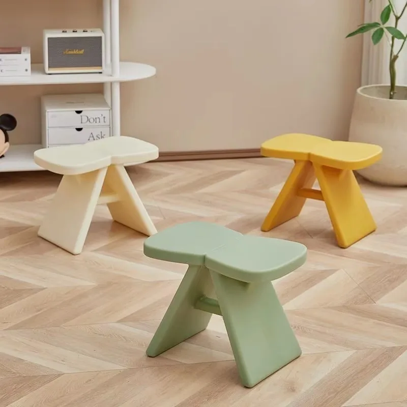 Low Stool Household Living Room Small Stool Modern Simple Bedroom Dressing Stools Creative Plastic Butterfly Stool Shoe Ottomans