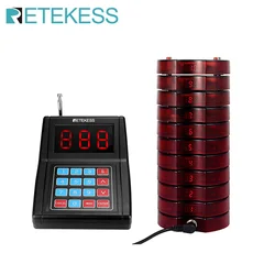 Retekess-buscapersonas TD165 para sistema de restaurante, 10 posavasos vibradores, receptor de timbre para cafetería, camión de comida, Bar, Hotel y Club