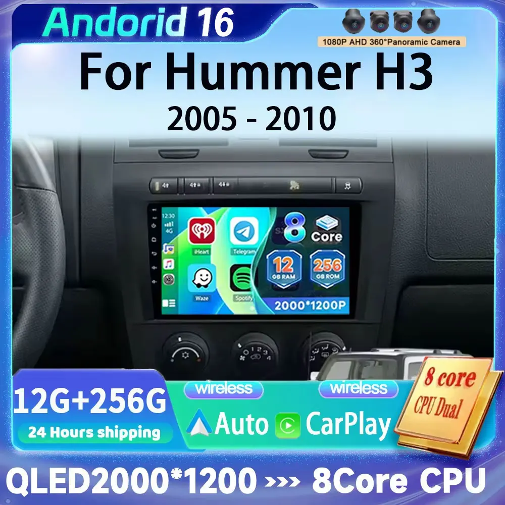 Android 16 Carplay Auto For Hummer H3 1 2005 - 2010 Car Radio Multimedia Video Player Navigation GPS No 2Din 2 Din DVD DSP 4G
