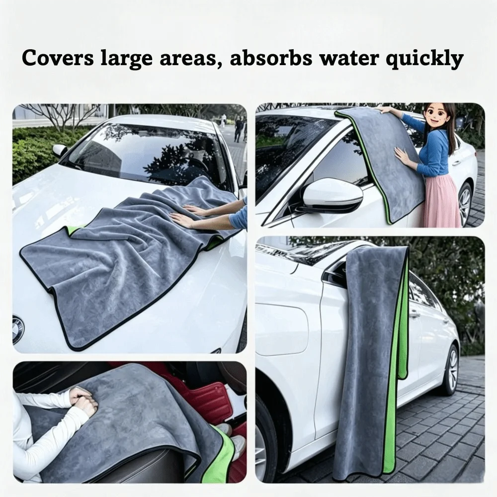 Super Absorbent Car Drying Towel Scratch-Free Double-Sided Microfiber Towel Large Size Twist Loop Drying Towel Auto Detailing