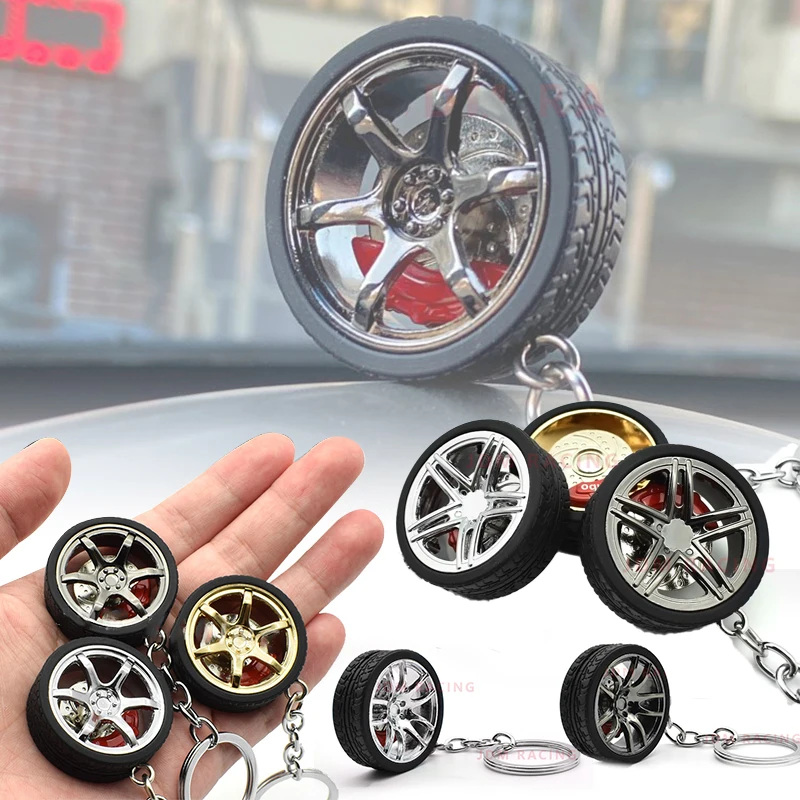 Carro Modificado Chaveiro, Disco De Freio, Pneu De Roda, Pneu De Metal, Personalidade Durável, Original, Criativo, Alta Qualidade, 1Pc
