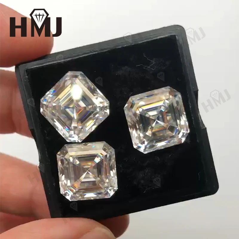 

Real D Color Moissanite Stone Asscher Cut for Pass Diamond Tester Top Charms Jewelry Making Ring Materials with GRA Certificate