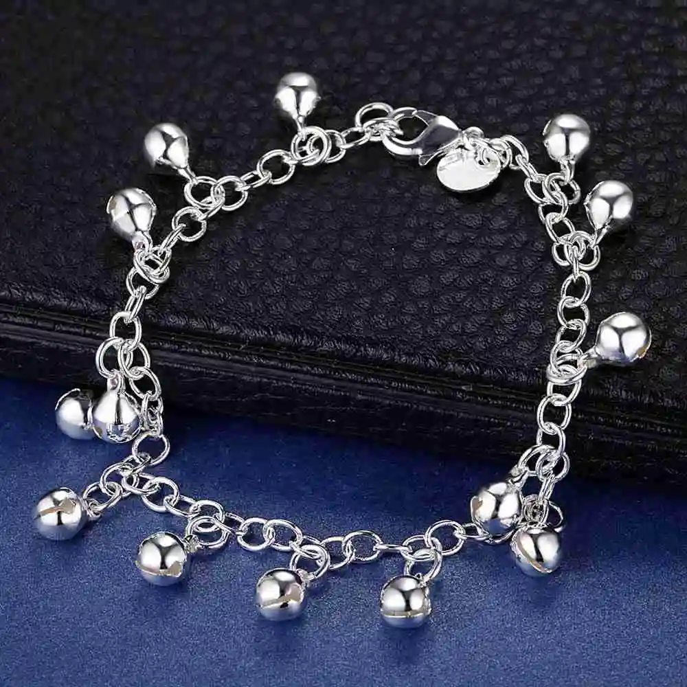 

New 925 Sterling Silver Bracelets beads for Women Men Wedding Jewelry Engagement Charm Simple Classic Party Fashion Gift