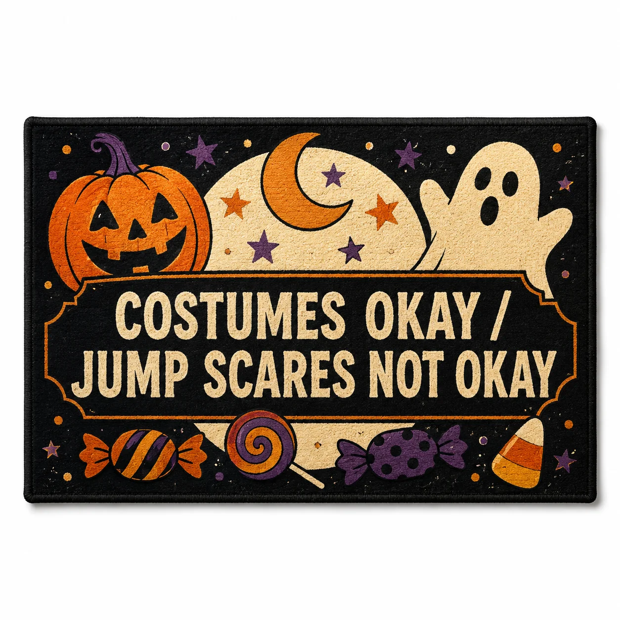 Custom Welcome Doormat Halloween Costume Okay Funny Jump Scares Not Okay Indoor Outdoor Non Slip Front Door Rug Party Home Decor