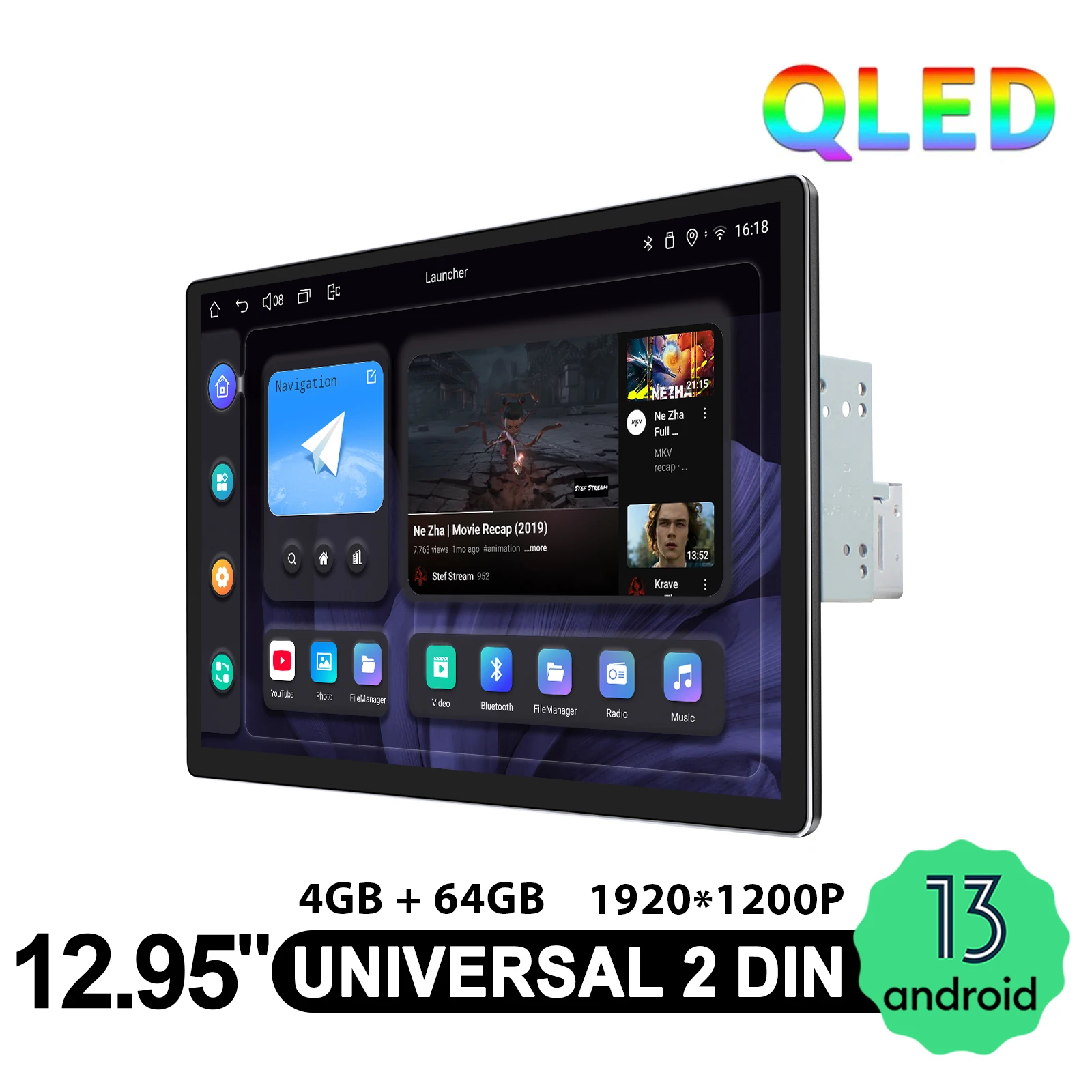 Upgraded 12.95 Inch Android 13 Car Radio Stereo Double 2Din Car Audio System 1920x1200 HD Display Support Steering Wheel Control