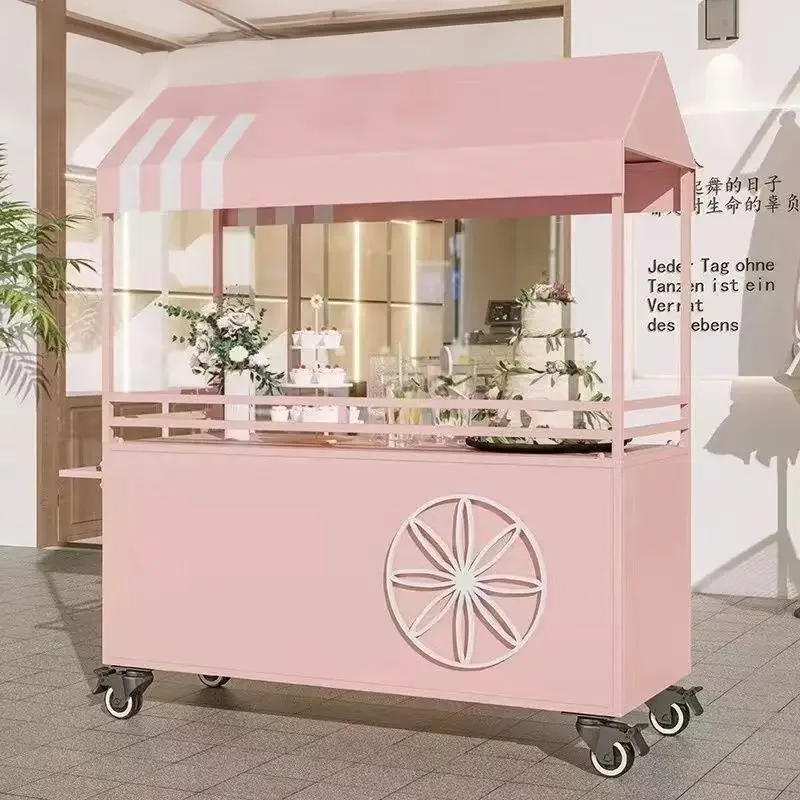 LH3 night market mobile snack cart display shopping mall promotion wrought iron ceiling stall trolley