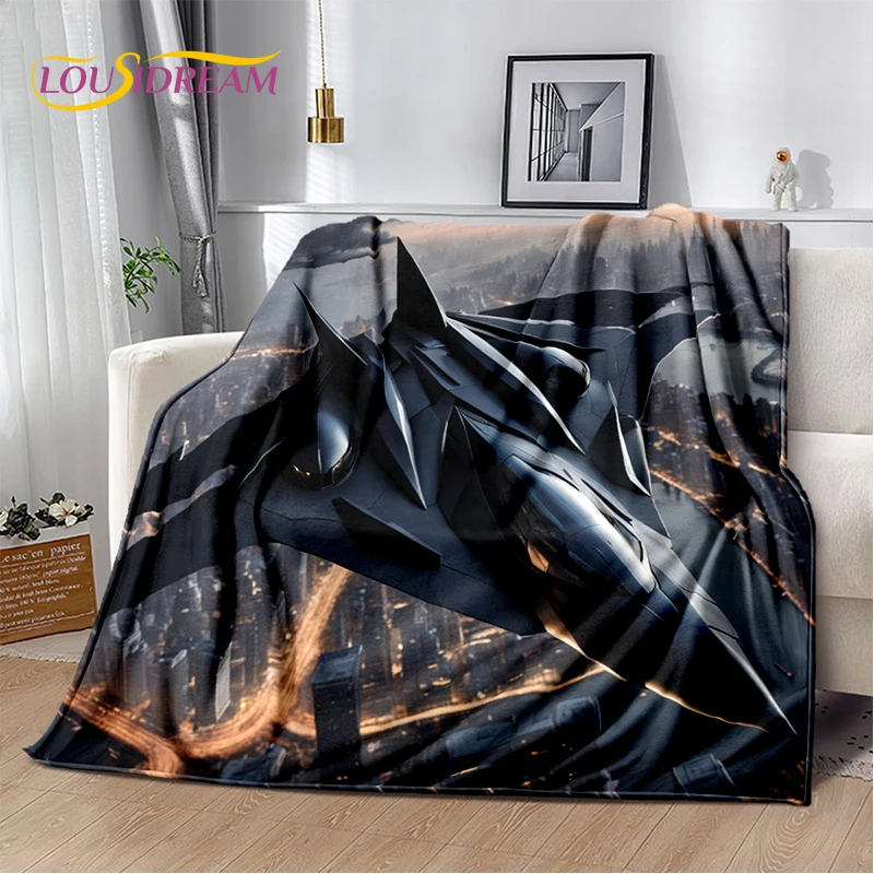 3D Space Spitfire Aircraft  Air Force Jet Fighter Cartoon Blanket,Soft Throw Blanket for Home Bedroom Bed Sofa Cover Child Gift