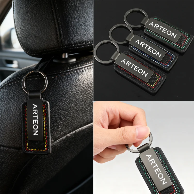 

1PC Carbon Fiber Car Keyrings Key Rings Holder for Volkswagen Arteon Badge Golf Sharan Sagitar Metal Keychain Accessories
