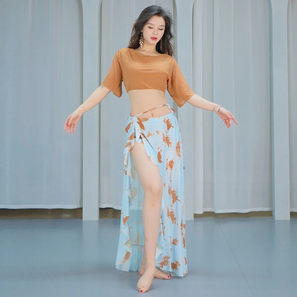 

New French belly dance performance suit Oriental dance watch performance suit Mesh practice suit Women's group class suit suit