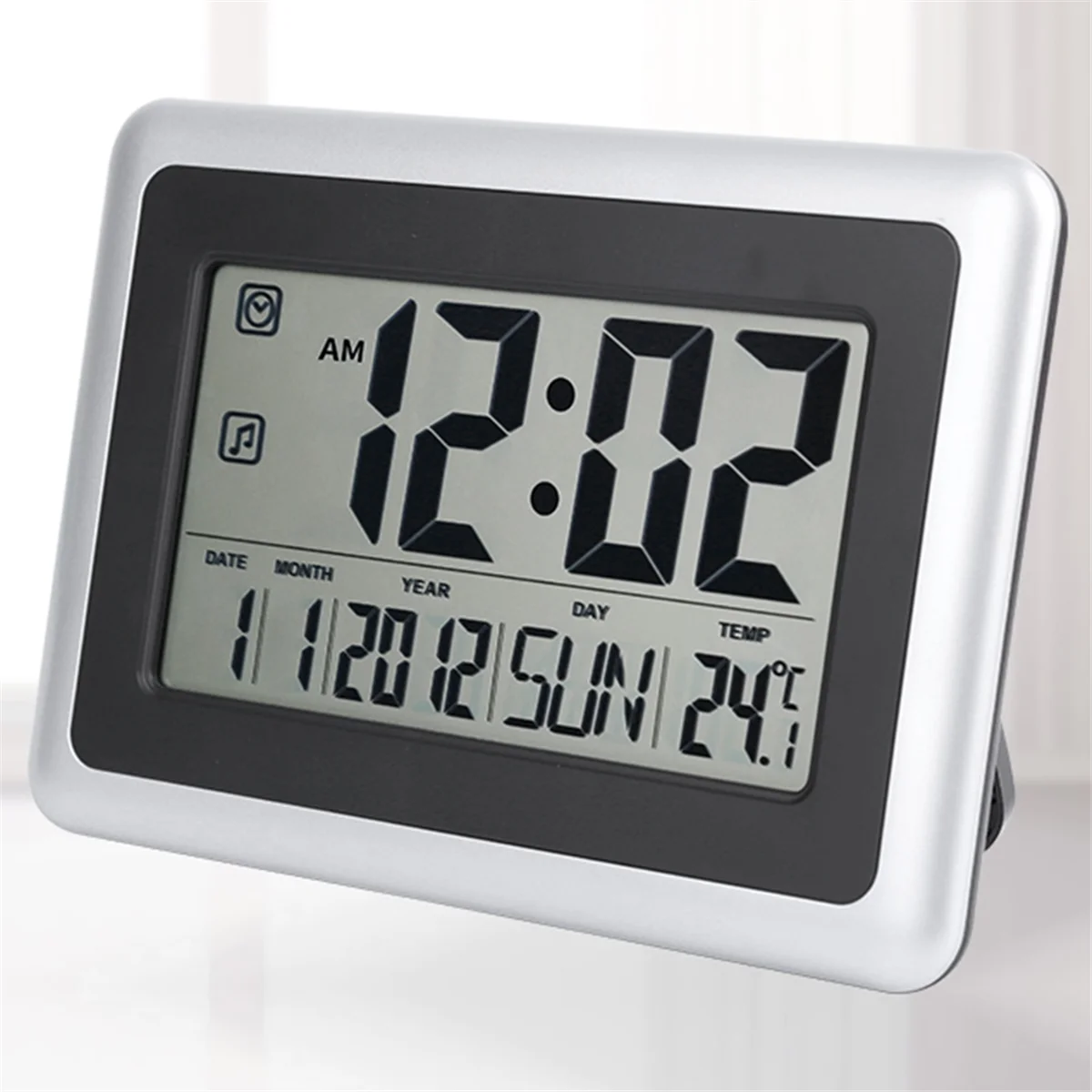 Digital Clock with Calendar & Temperature,Large LCD Screen Alarm Clock with Extra Large Digits, Easy to Read and Set