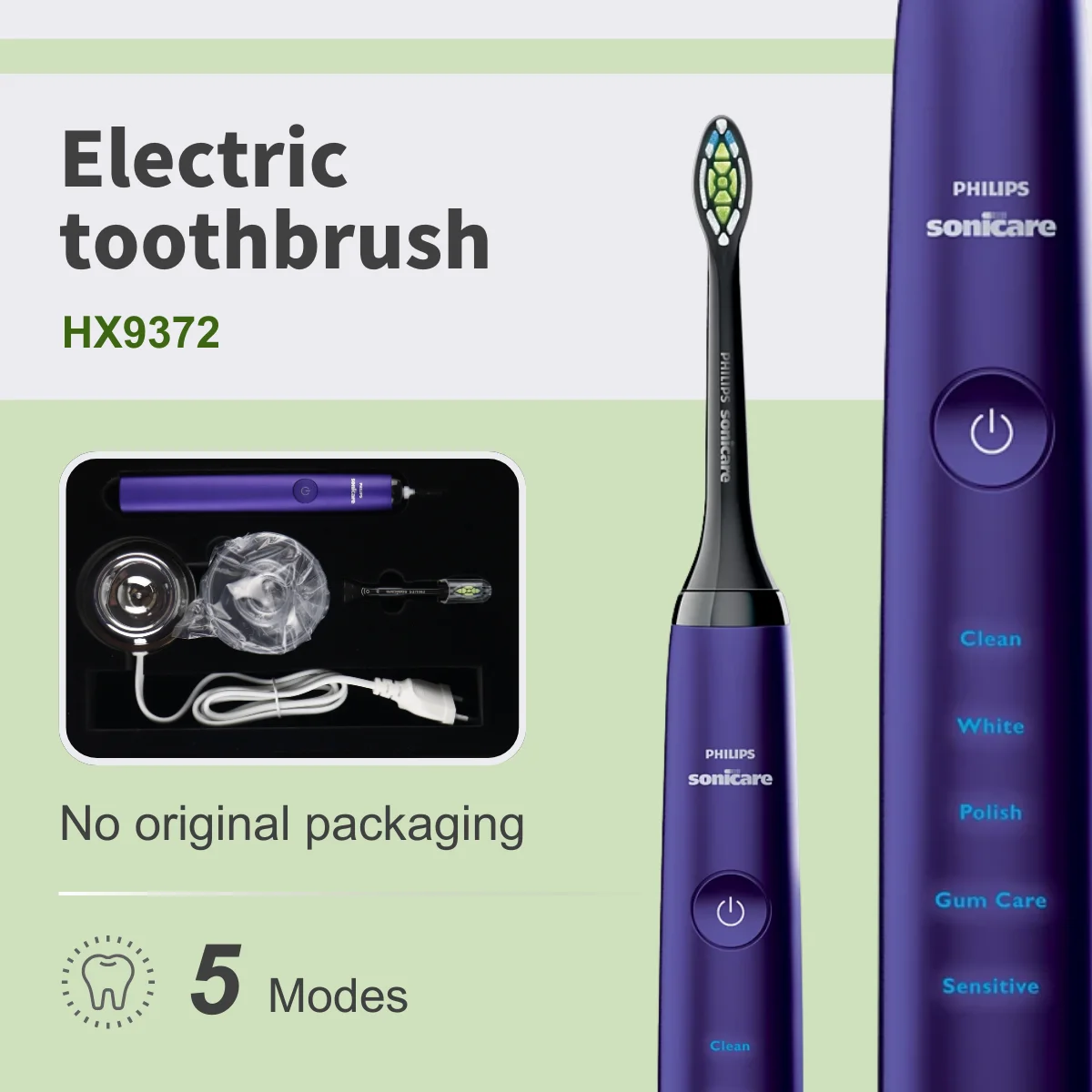 

Philips Electric toothbrush Sonicare DiamondClean HX9372, No original packaging, Purple