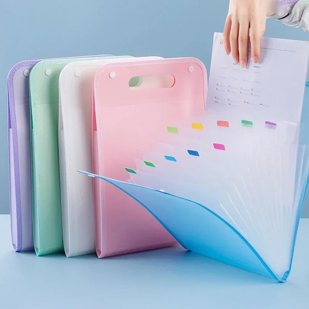 13 Pockets File Storage Folders Portable A4 Letter Size Macaron Color Expanding Folders Document Organizer for Classroom Office