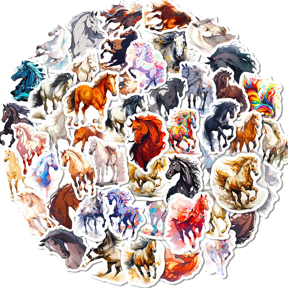 10/50Pcs Cool Art Horse Cartoon Aesthetic Varied Stickers Pack for Kids Travel Luggage Phone Notebook Decoration Graffiti Decals