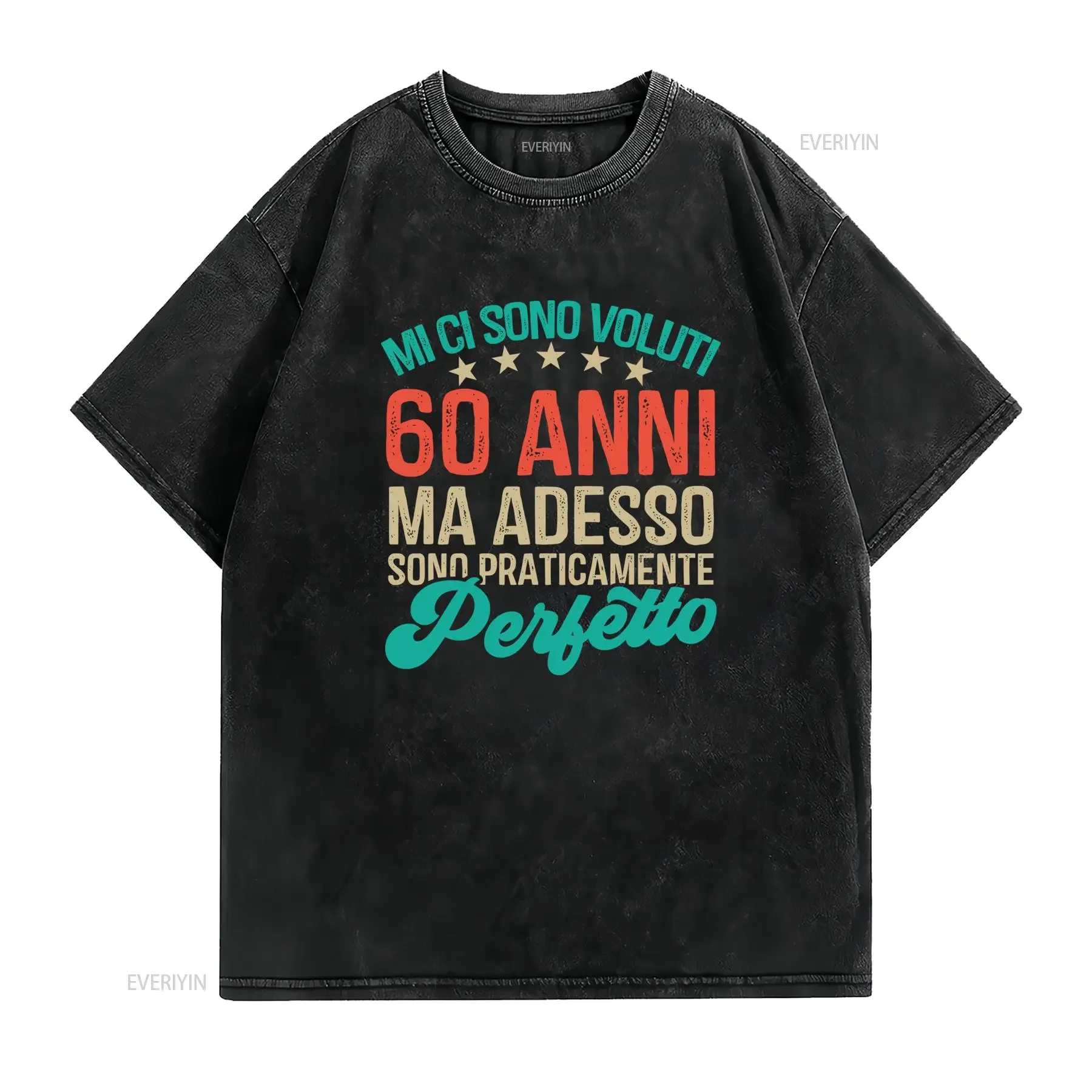 T shirt regalo di compleanno perfetta per 60 anni Girocollo casual tessuto leggermente elasticizzato vestibilità regolare da