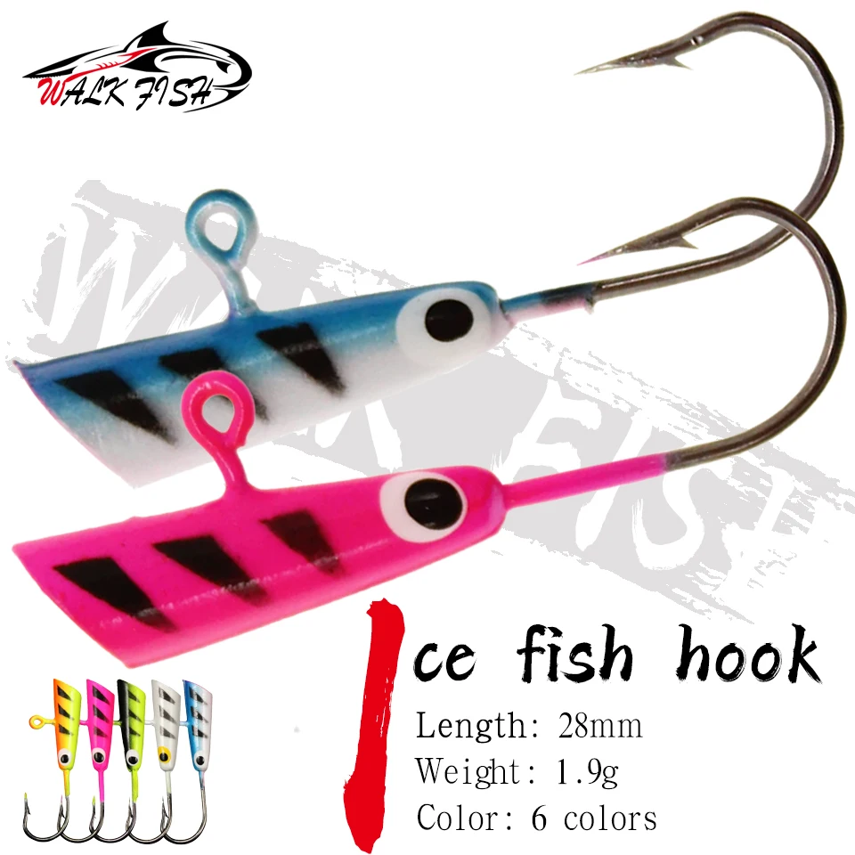 WALK FISH-señuelo de pesca de 5 piezas 28mm/1,9g, de 5 colores anzuelo de pesca, gusano, cebo de Metal, conjunto de plantilla de hielo, Mini plomo de invierno