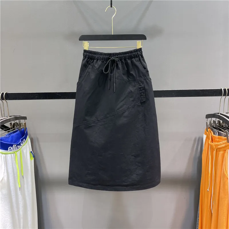 Spring and Summer New Half length Skirt for Women with Elastic Waist Loose Covering Crotch, Slim and Casual Mid length Skirt