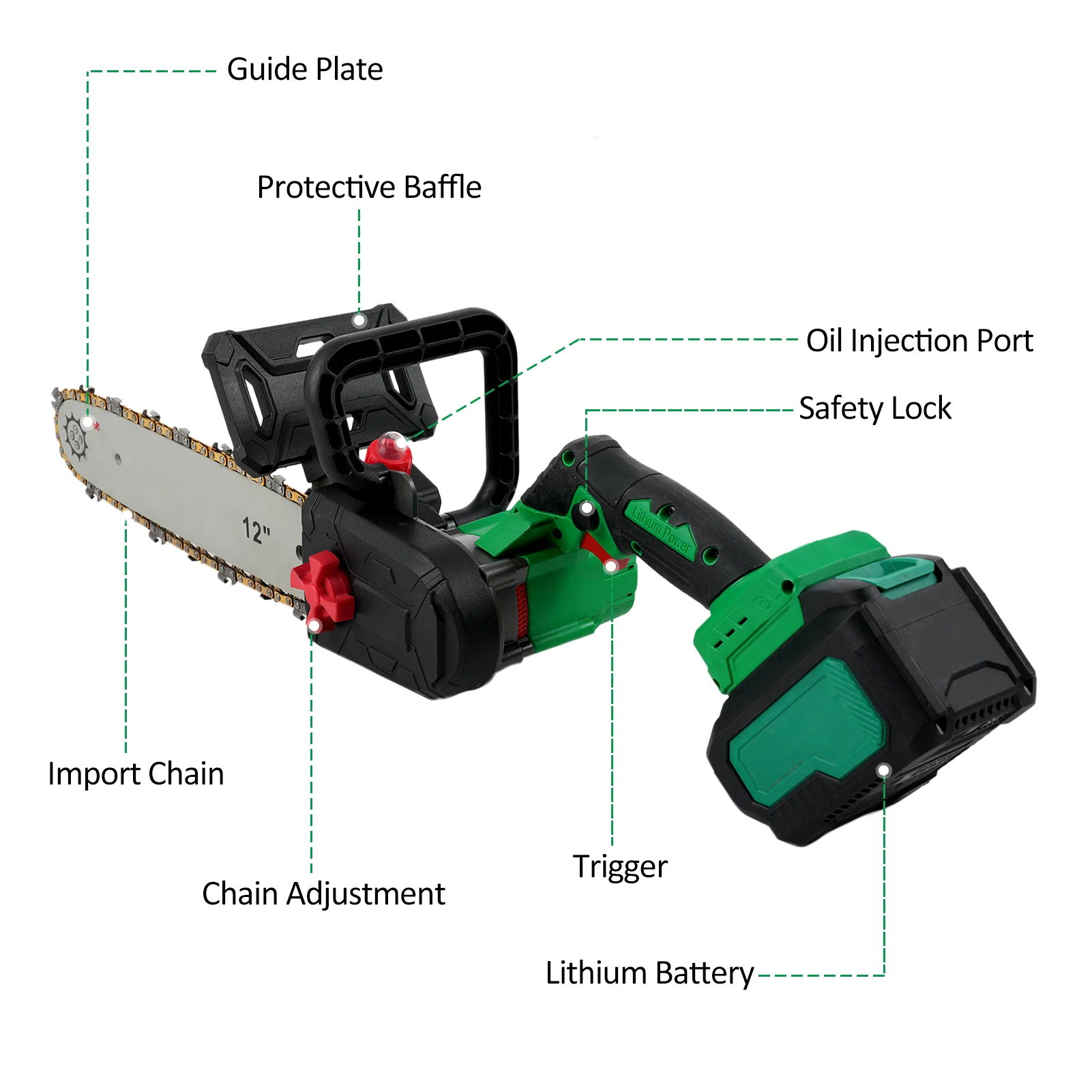 12 Inch Electric Chainsaw 20V Rechargeable Battery 4.0Ah Brushless Cordless Chainsaw Power Chain Saws for Tree Wood Farm Cutting