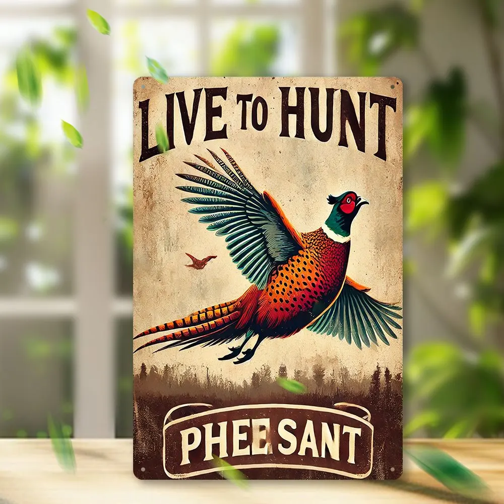 Vintage Pheasant Metal Tin Sign - 