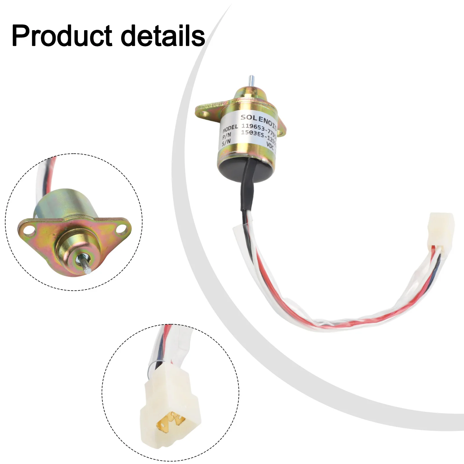 

Replacement fuel shut off solenoid valve 1503ES12S5SUC5S 12V for Yanmar 3TNE84 3TNE88 3TNV70 and models 790 990 2030