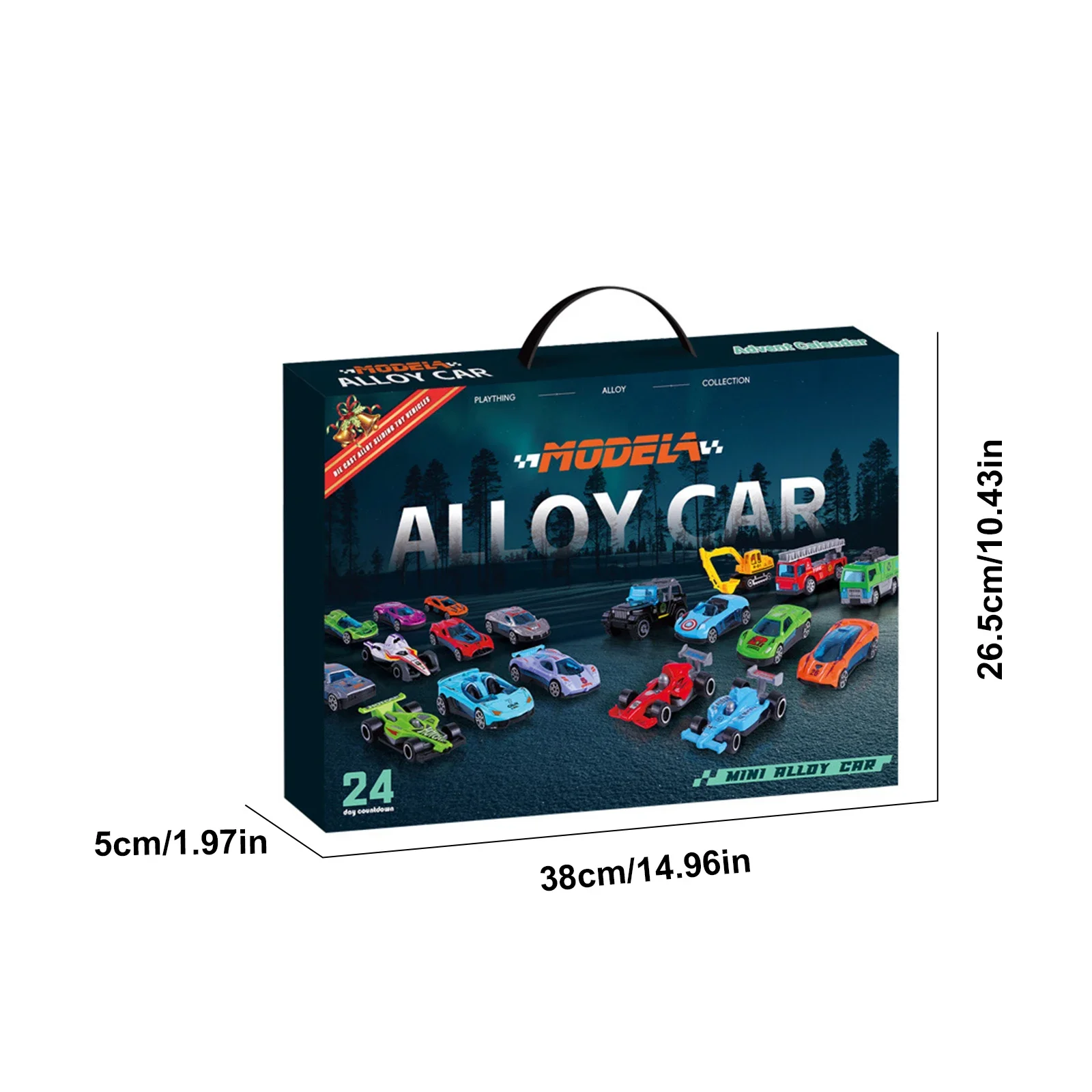 24 PC Set Legering Metaal Pull Back Auto Model Graafmachine Kerst Adventskalender 24 Dagen Kinderspeelgoed jongens Nieuwjaar Cadeau