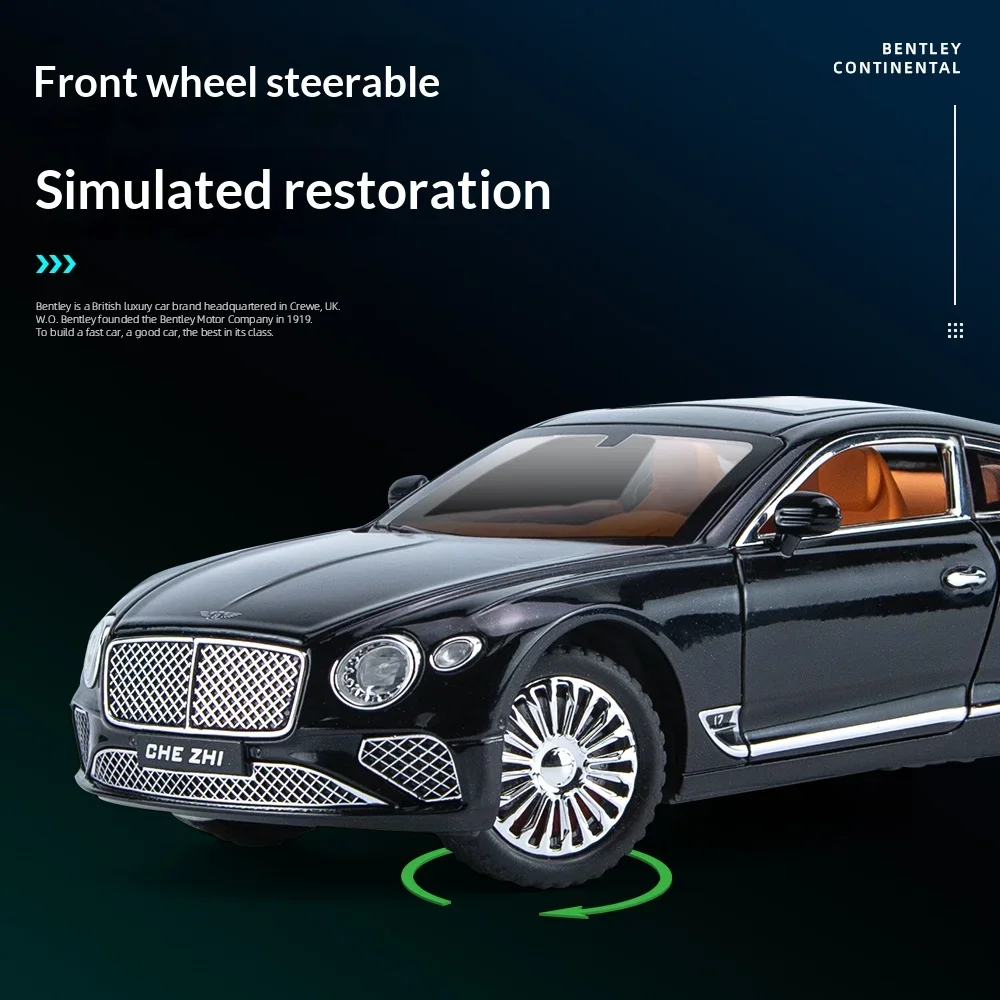 1:24 콘티넨탈 GT 모델카 합금 다이캐스트 장난감 자동차 수집용 풀백 장난감 차량 (블랙)