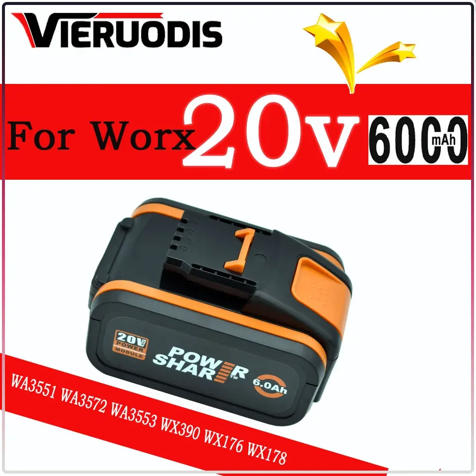 

for worx 20V 6.0Ah Lithium battery Rechargeable WA3553 WA3551 WA3553.1 WA3570 for All WORX Electric and Garden Tools