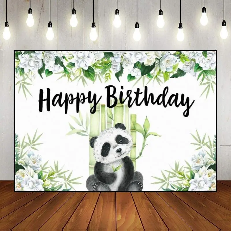 

Party Backdrop Panda Bamboo Custom Birthday Background Happy Decoration Baby Shower Newborn Photography Props Photo Wall Banner