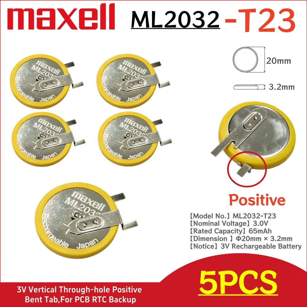 5-50Pcs Original MaxeII ML2032-T23 Battery ml2032 ML 2032 T23 Rechargeable Battery CR2032 CR 2032 DL2032 ECR2032
