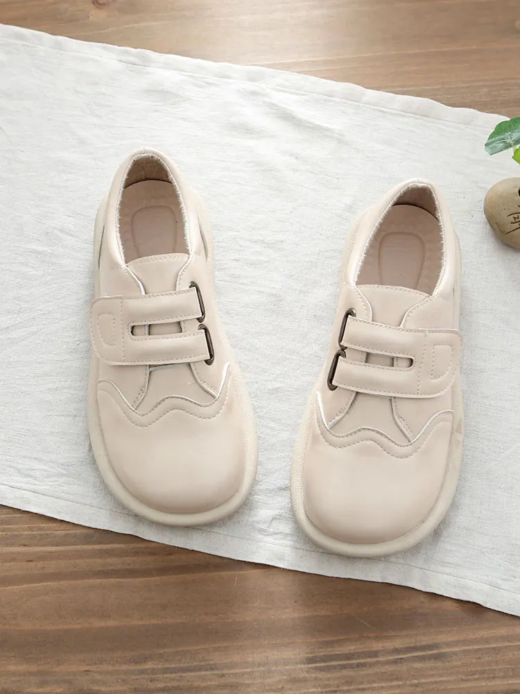 

Retro Flat Bottom round Head Women's Shoes Versatile Artistic Style Spring Autumn Casual Loafers Fashionable All-Match Leathe...