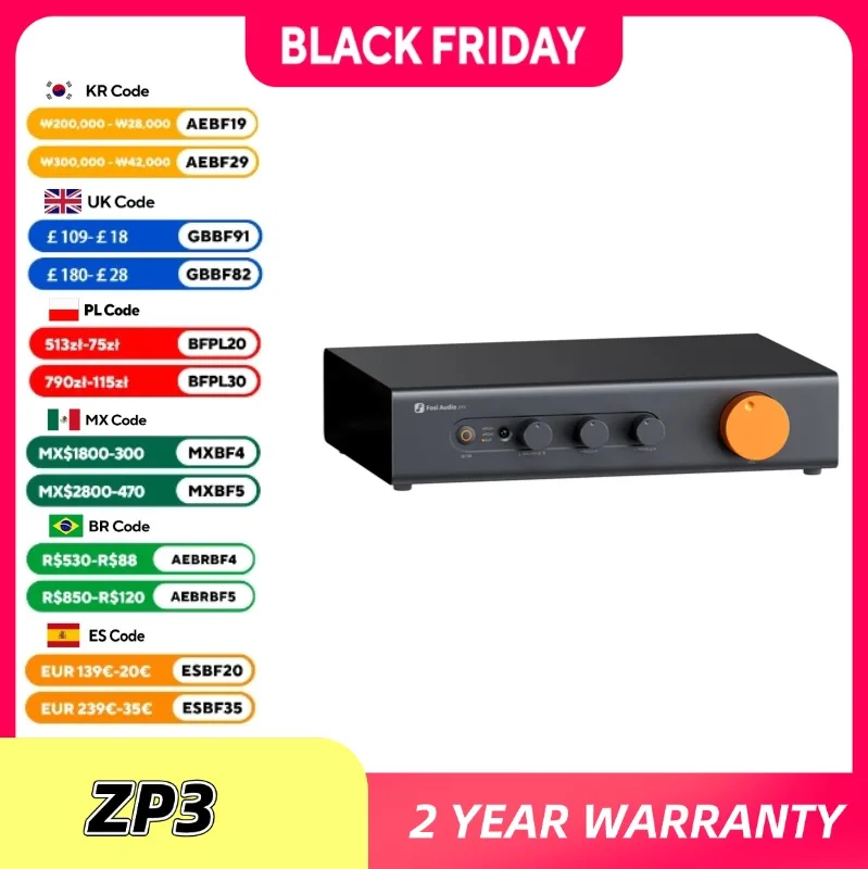 Fosi Audio ZP3 Preamplifier with 3-in/3-out XLR/RCA/SUB OUT HiFi Preamp with HPF High Pass Filter Tone Control