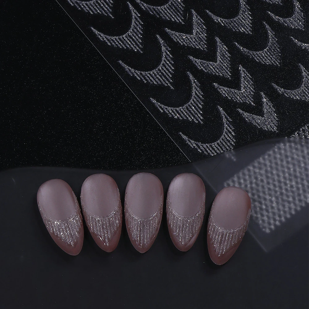 ثلاثية الأبعاد انفجار لامعة الذهب/الفضة شرابة مسمار الفن ملصق ذاتية اللصق الفرنسية شرابة مسمار ملصق مائي لتقوم بها بنفسك بريق المعادن الذهب والفضة المنزلق