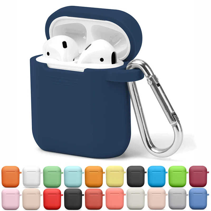 Silicone Case For Apple AirPods 1st 2nd Generation Wireless Bluetooth Earphones Protective Cover Airpods 1 2 Case with Keychain