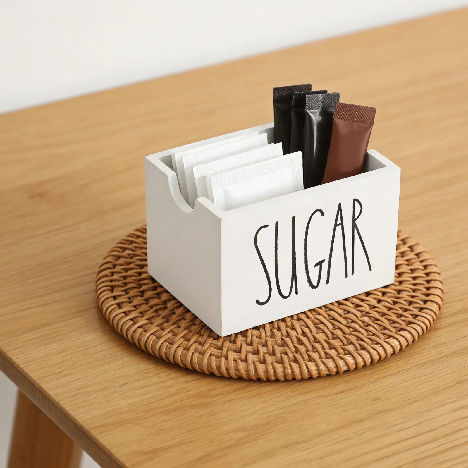 Wooden Sugar Packet Cube Holder Coffee Tea Bag Organizer Farmhouse Sugar Bag Container Table Office Hotel Restaurant Storage Box