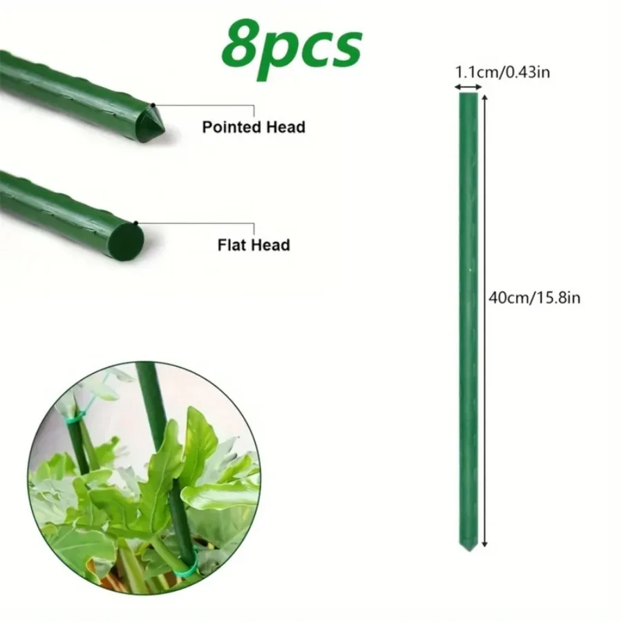 8Pcs Garden Stakes Coated Steel Plant Pole For Fixing Trees And Plants, Tomato Sticks Supports For Potted, Yard Plant Support