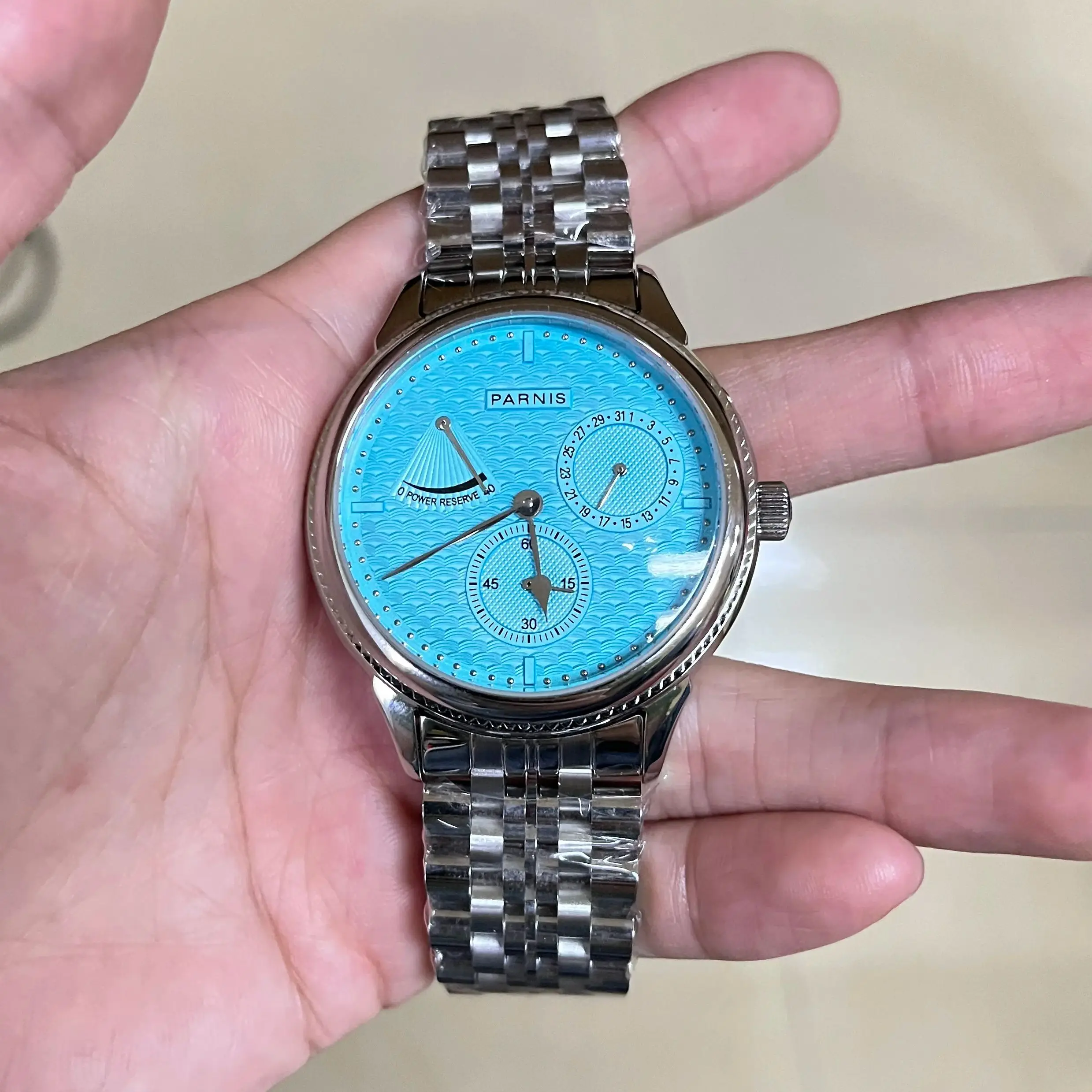 2026 New Parnis 42mm Silver Case Automatic Men Watches Power Reserve Stainless Steel Strap Mechanical Watch For Men reloj hombre
